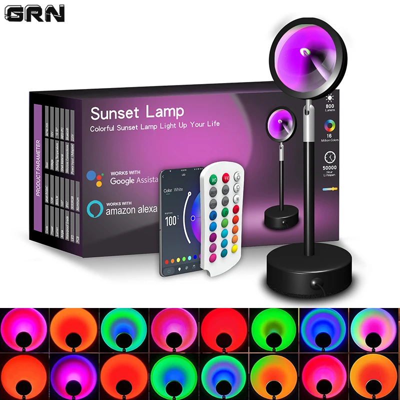 Home Decor Free App - مصباح غروب الشمس الذكي LED ،